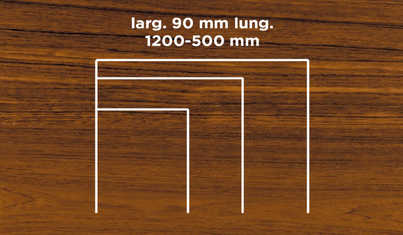 Unikolegno - Decking Massello, essenza Teak Indonesia, legno Grezzo,  spessore 19 mm, larg. 120 mm lung. 2100-900 mm - DETEAGRNALAR14WRH