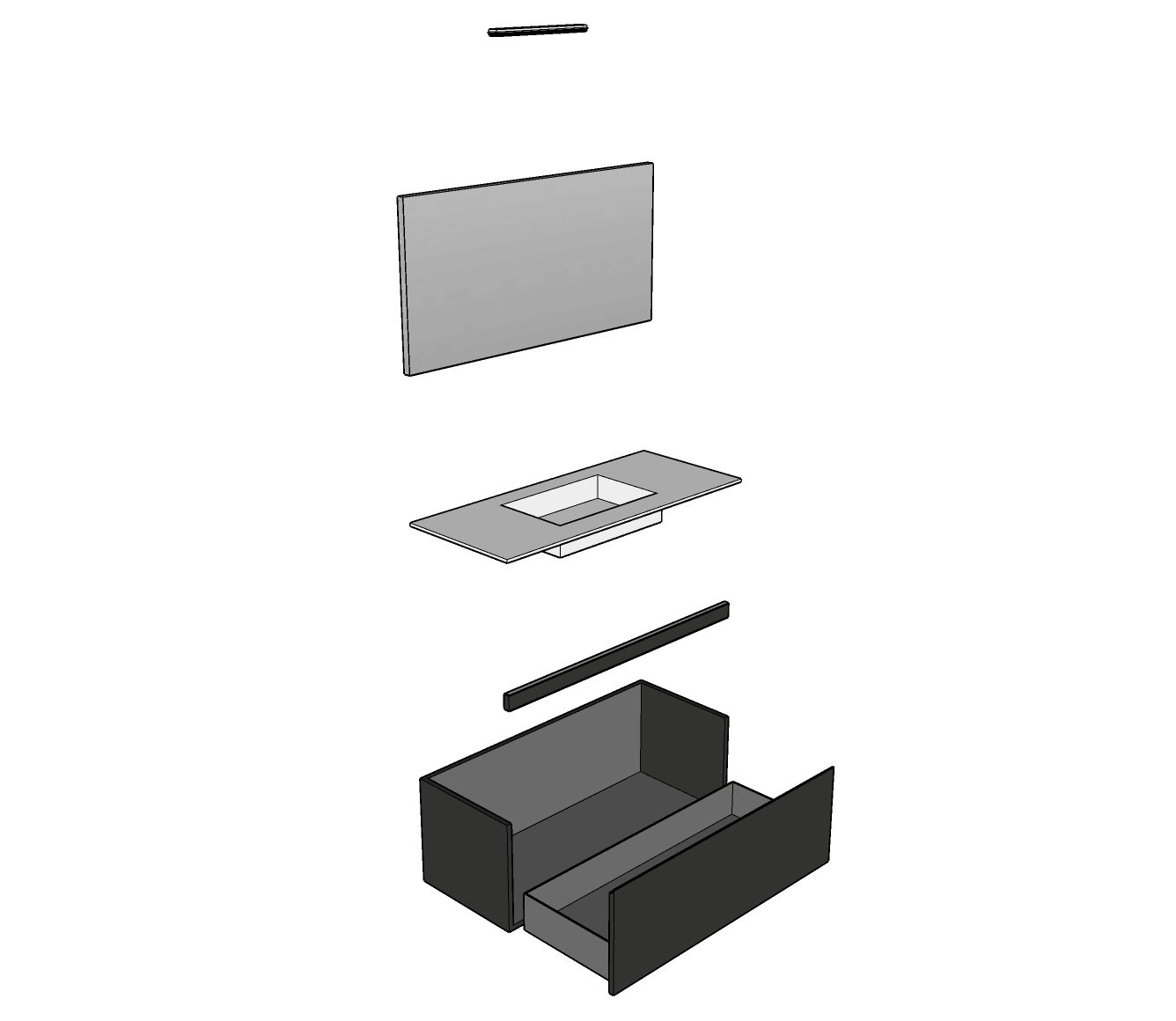 Modulnova – Composizione Sospesa serie Light dim: L. 120 cm, H. 45 cm, P. 50,5 cm, finitura Laccato Lucido, Colore Nero – 1241_22_LAL_120_LNE