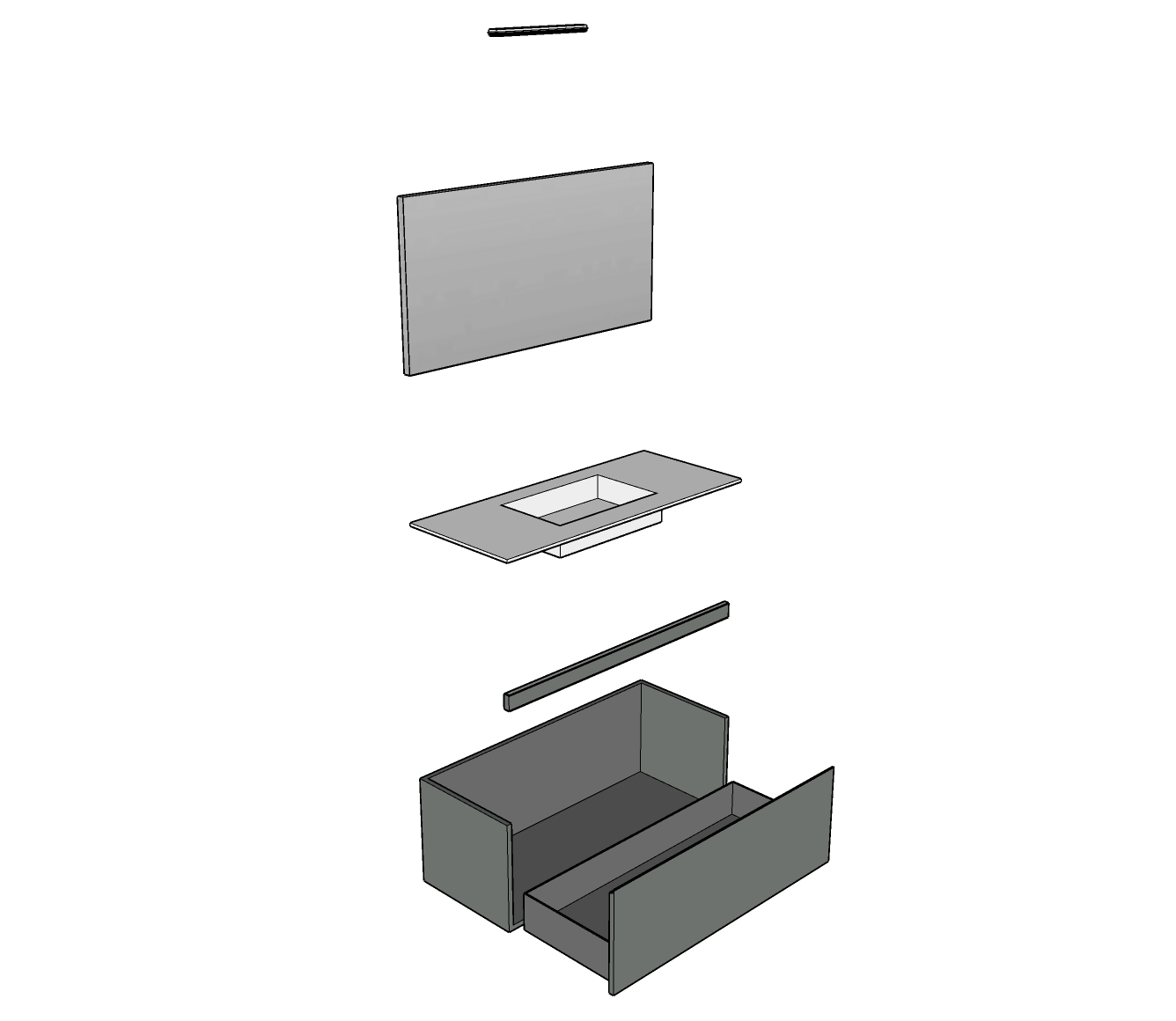 Modulnova – Composizione Sospesa serie Light dim: L. 120 cm, H. 45 cm, P. 50,5 cm, finitura Laccato Lucido, Colore Grigio Pietra Chiara – 1241_22_LAL_120_LPG