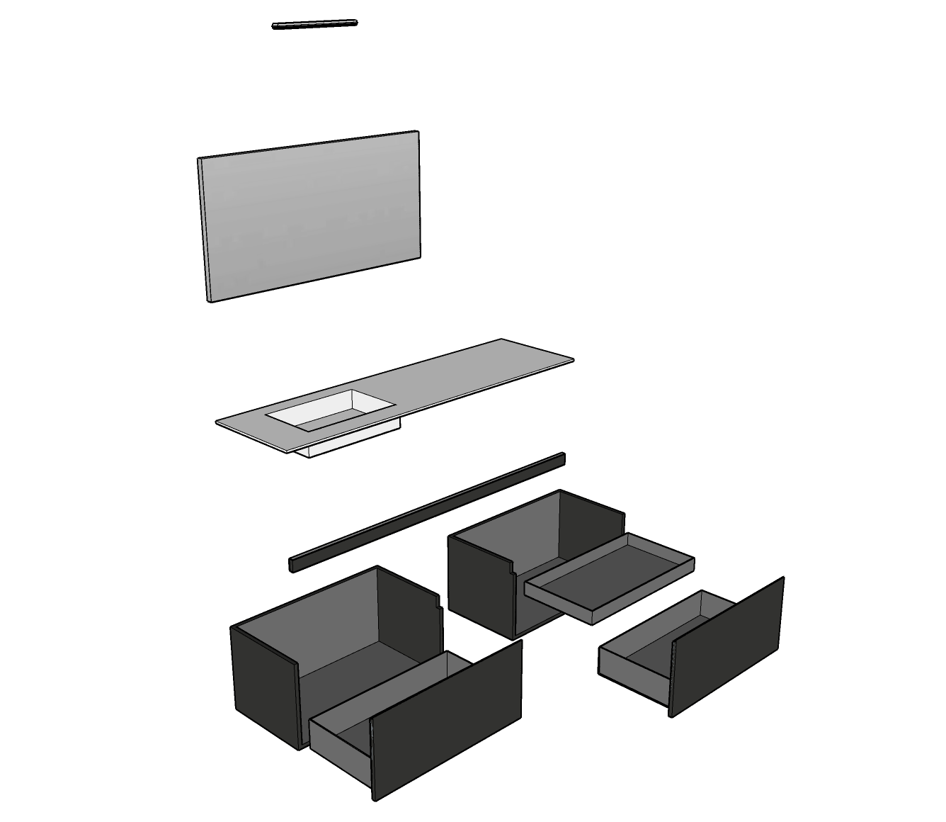 Modulnova – Composizione Sospesa serie Light dim: L. 180 cm, H. 45 cm, P. 50,5 cm, finitura Laccato Lucido, Colore Nero – 1243_22_LAL_180_LNE