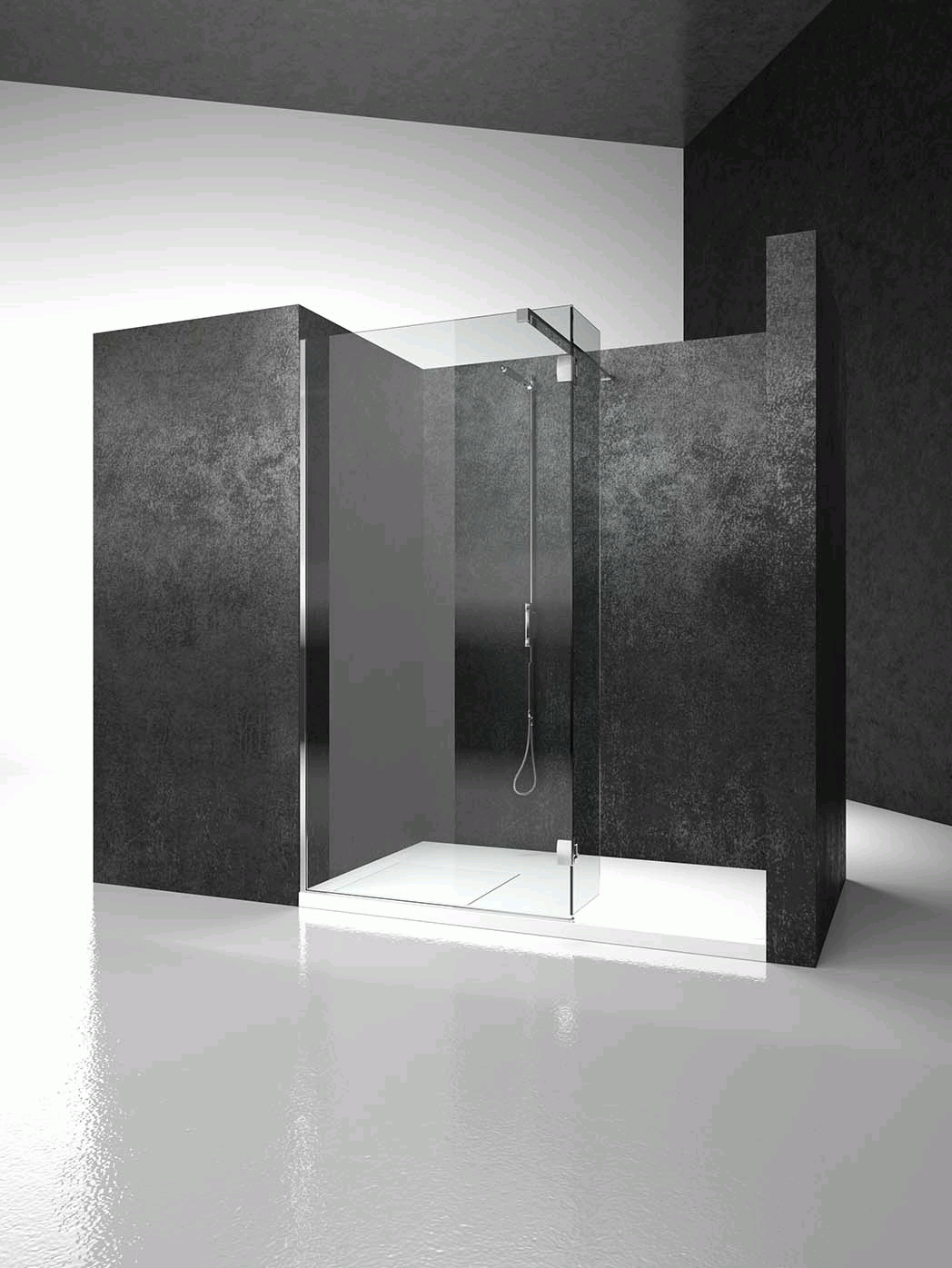 Box Doccia serie Sk_in modello SY Sinistra, su misura al cm da 150 a 500 mm, in Cristallo temperato finitura Trasparente, montanti finitura Argento Satinato, compreso TPA